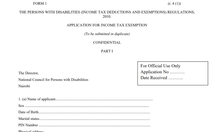 Tax Exemption for Persons with Disabilities (PWDs) in Kenya